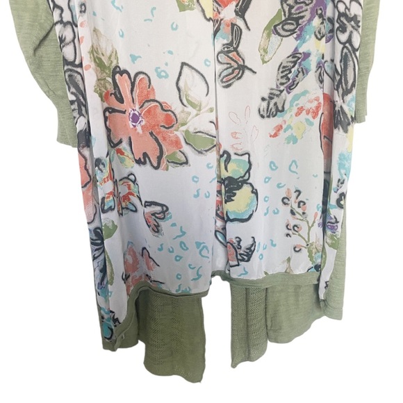 Melissa McCarthy Seven7 Floral Boho Cardigan Open Front Drape Green Fall Sz 2X - Picture 9 of 10